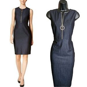 Calvin Klein dark grey Midi Dress with Gold Accent